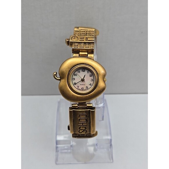 Unbranded Accessories - Teacher Apple Bracelet Watch Schoolhouse Charm Gold Tone Quartz New Battery Cute